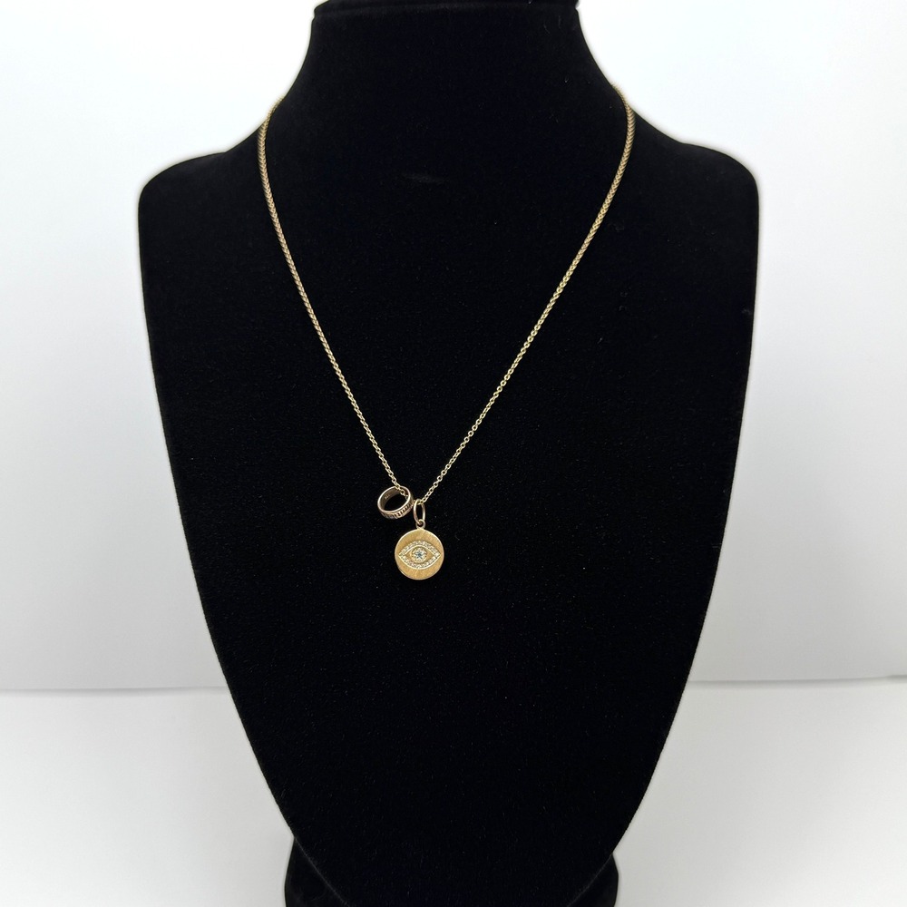 Origami Owl 925 Limitless Charm Necklace Gold Tone Rhinestone Eye Jewelry 8.5 in